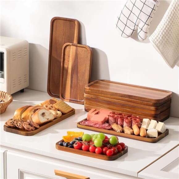 Acacia Wood Serving Tray Mini Charcuterie Board Small Cheese Platter Kitchen - Picture 2 of 7